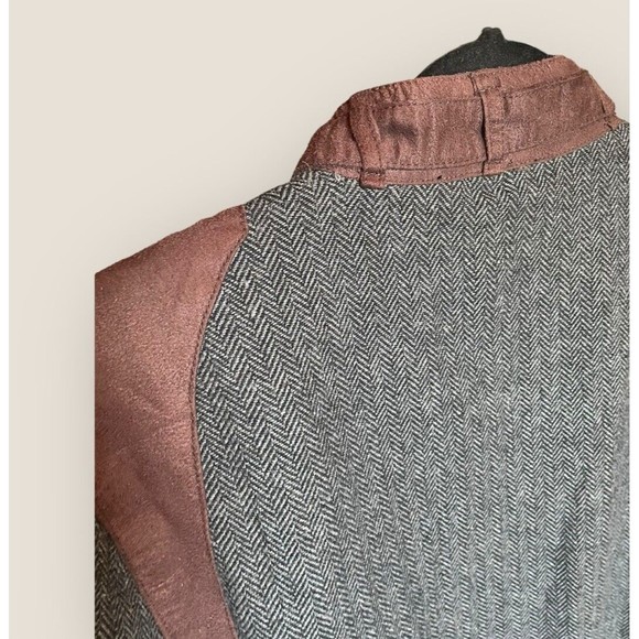 Slate & Stone Poly Wool Blend Jacket Gray Herringbone W/Brown Accents Mens Small - Picture 9 of 16